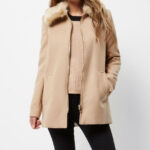 Cream collar swing coat