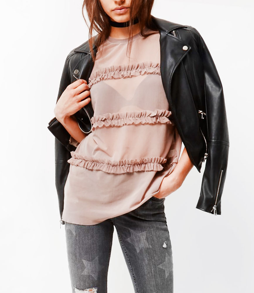 Layered frill T-shirt